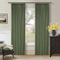 Twodrapes 86 Inch Olive Green Pleated Blackout Curtains 2 Panels Set for Bedroom Living Room Darkening 100% Black Out Memory Trained Farmho…