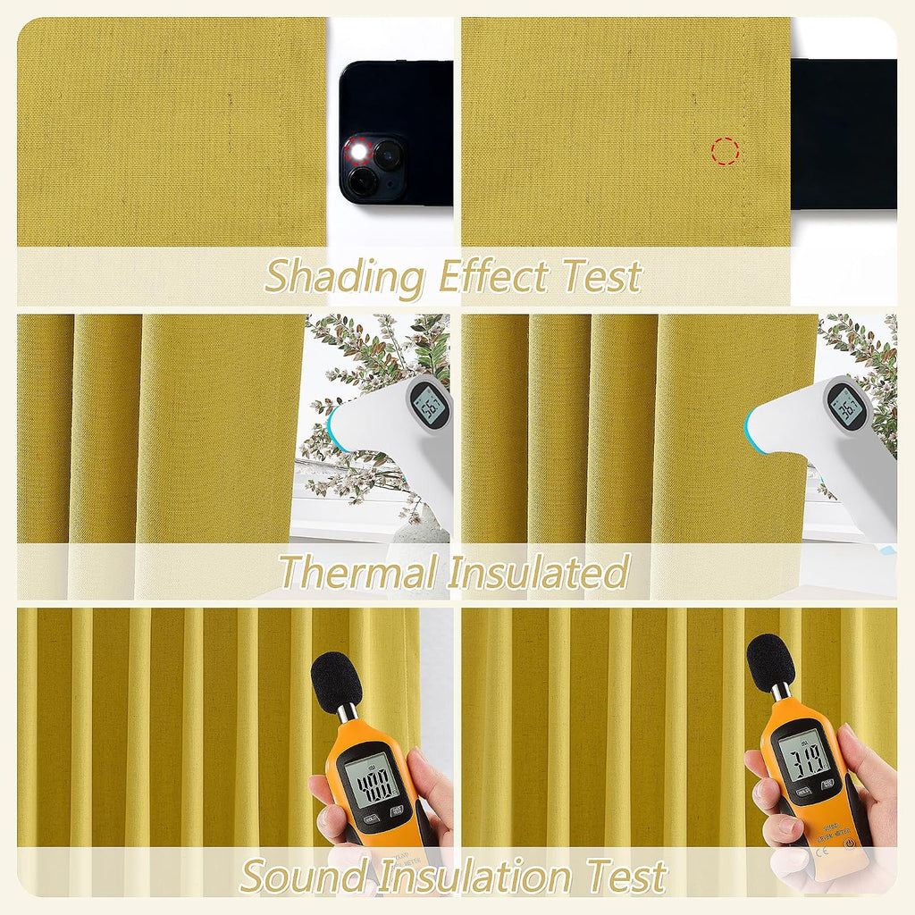 Guken 100% Blackout Curtains 108 Inch Length 2 Panels Set for Living Room Bedroom Back Tab Thermal Insulated Black Out Linen Drapes Room Da…