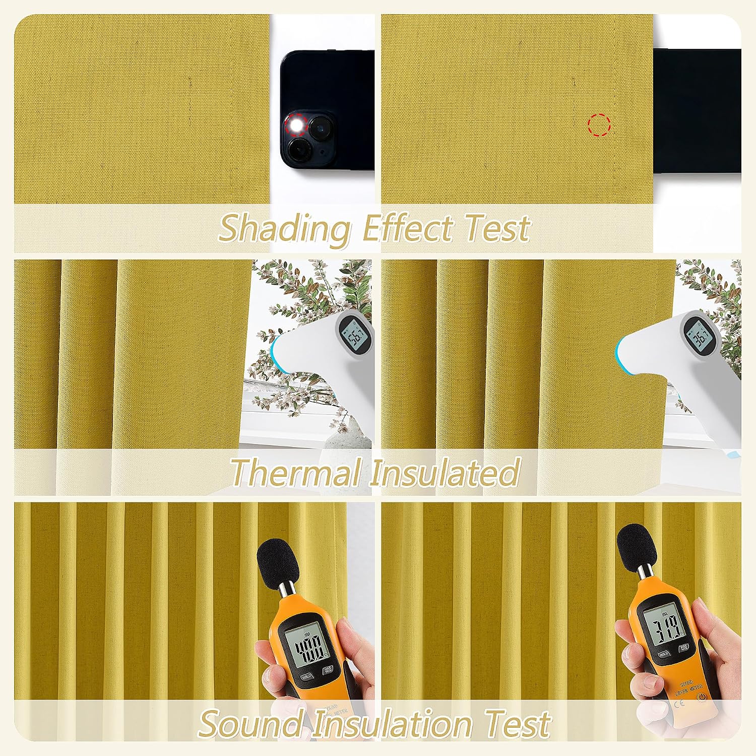 Guken 100% Blackout Curtains 84 Inch Length 2 Panels Set for Living Room Bedroom Back Tab Thermal Insulated Black Out Linen Drapes Room Dar…