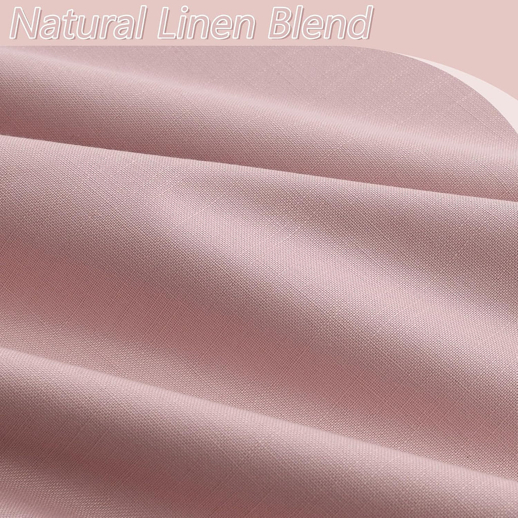 Guken Pink 100% Blackout Linen Curtains 120 Inch 2 Panels Set for Girl's Bedroom, Living Room, Nursery, Back Tab/Rod Pocket Thermal Insulat…