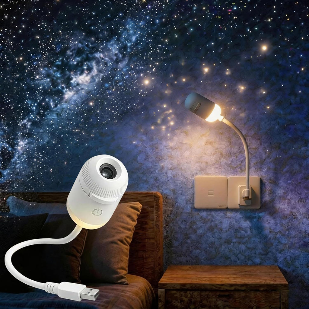 Galaxy Starry Sky Night Light Projector, 2-in-1 Portable with 12 Projection Films, 360° Adjustable Brightness Control Eye‐Caring LED…