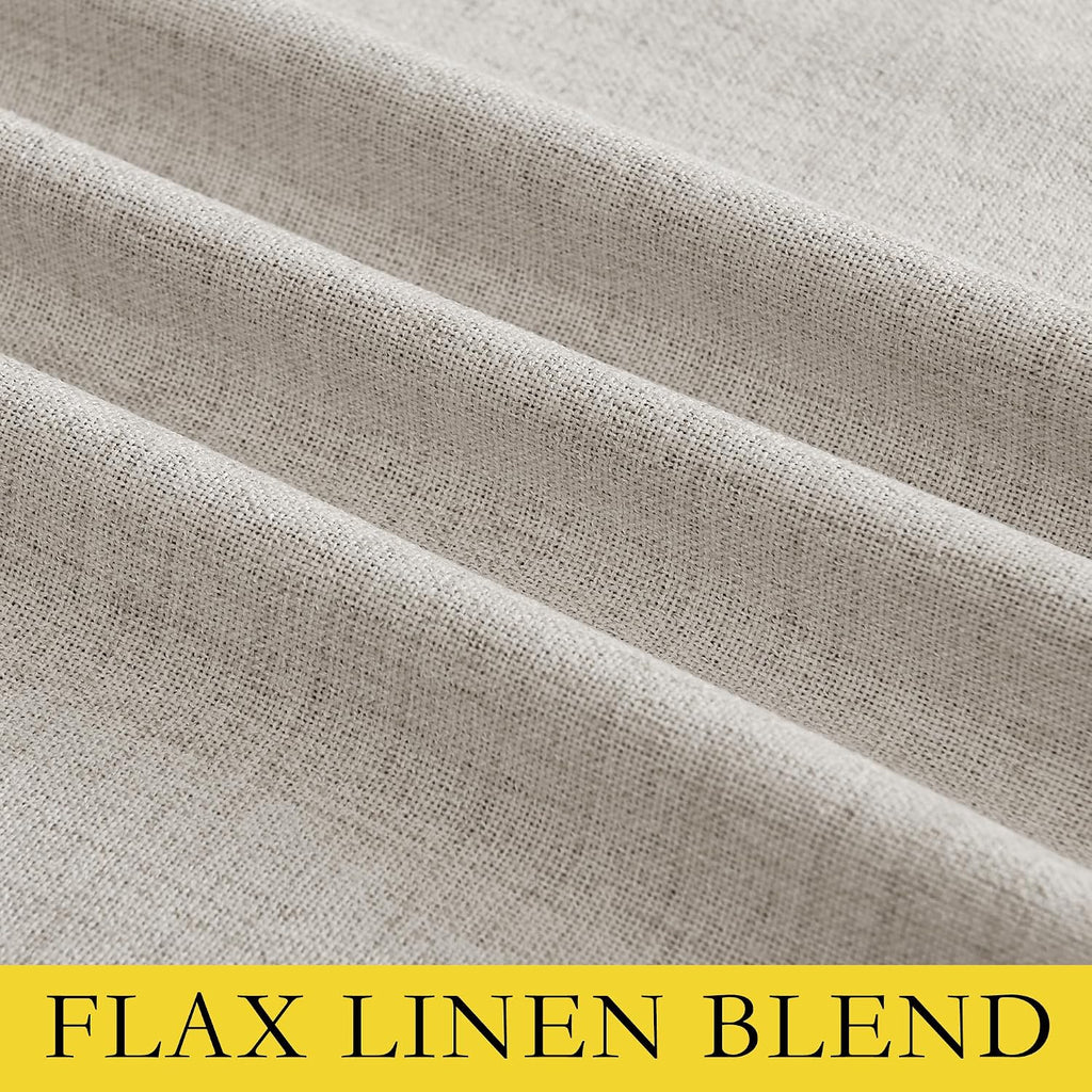 NICETOWN Brich Vintage Open Linen Weave Flax Thermal Curtains, 100% Blackout Curtains 120" Long for Dining Room, Soundproof Window…