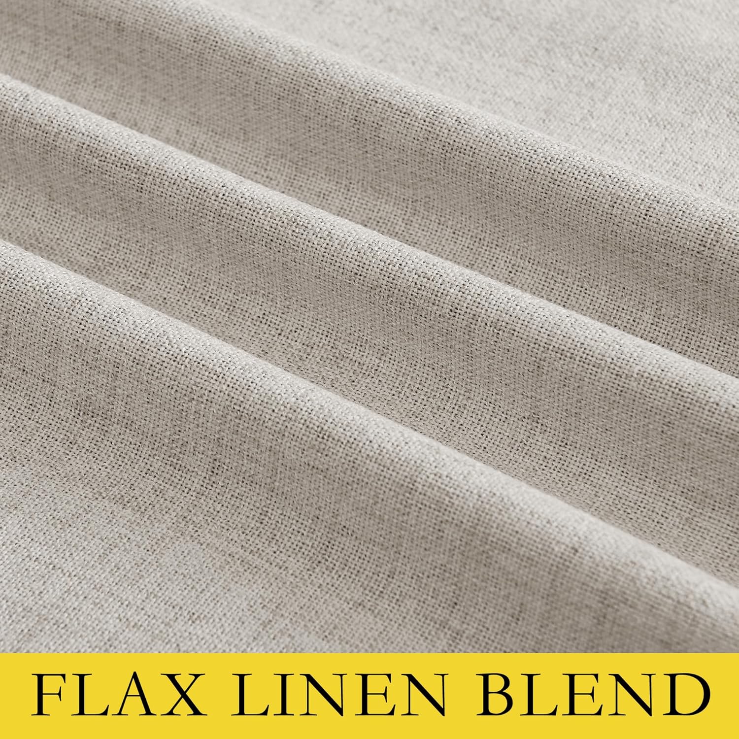 NICETOWN Brich Vintage Open Linen Weave Flax Thermal Curtains, 100% Blackout Curtains 90" Long for Dining Room, Soundproof Window…