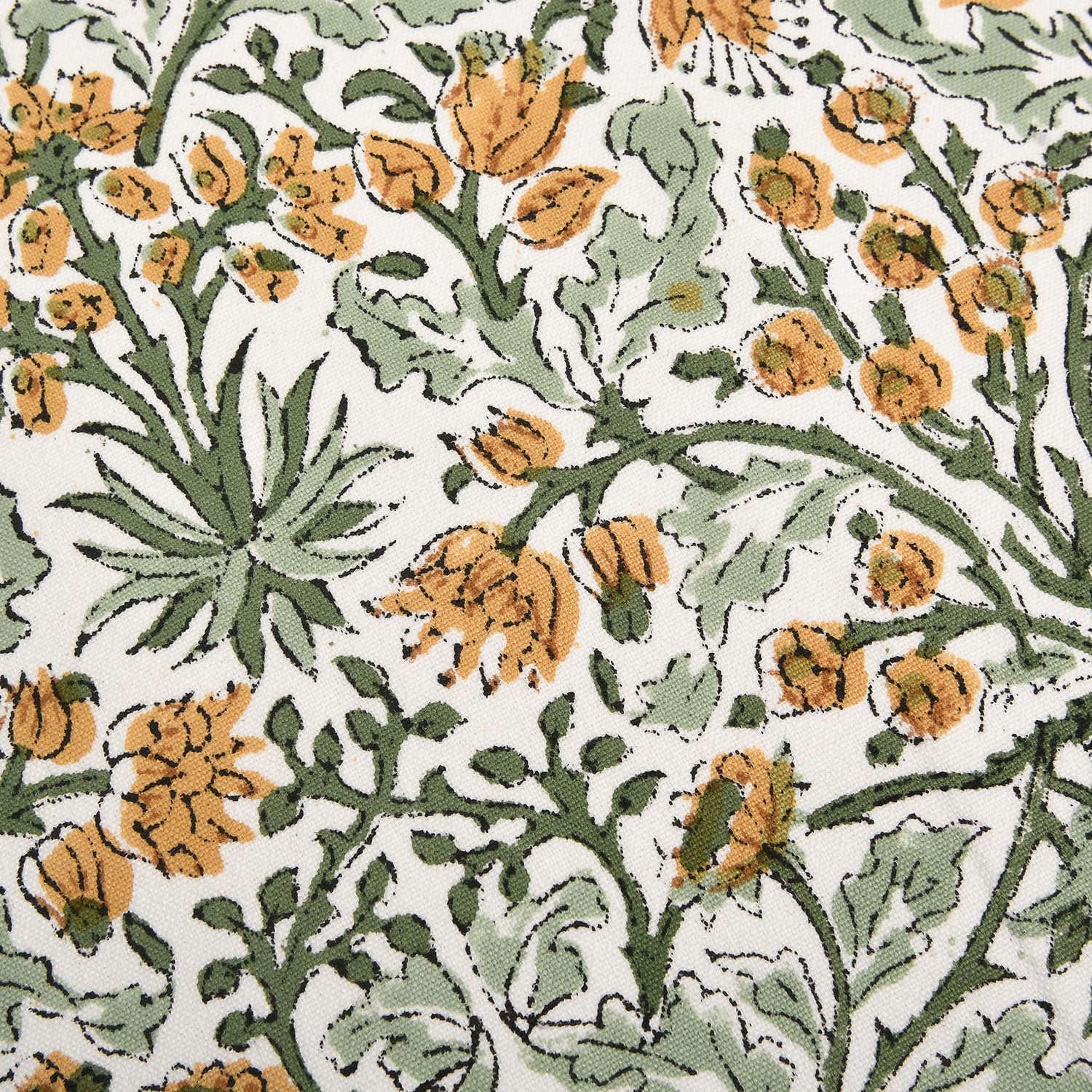 Ridhi Block Print Goldenrod Yellow 20"x12" Set 1-100% Cotton Ruffle Lumbar Sham Cover Boho Floral Pillowcase, Farmhouse Cottagecore…