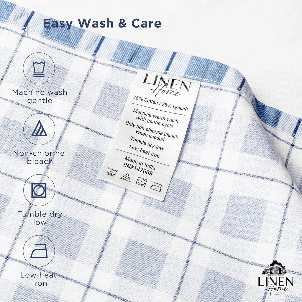 Linen Home Cotton Lyocell Blend Percale Sheet Set Queen Size - 4 Piece Deep Pocket Bedding, Pre-Washed & Shrunk, Crisp Cooling Fabric…