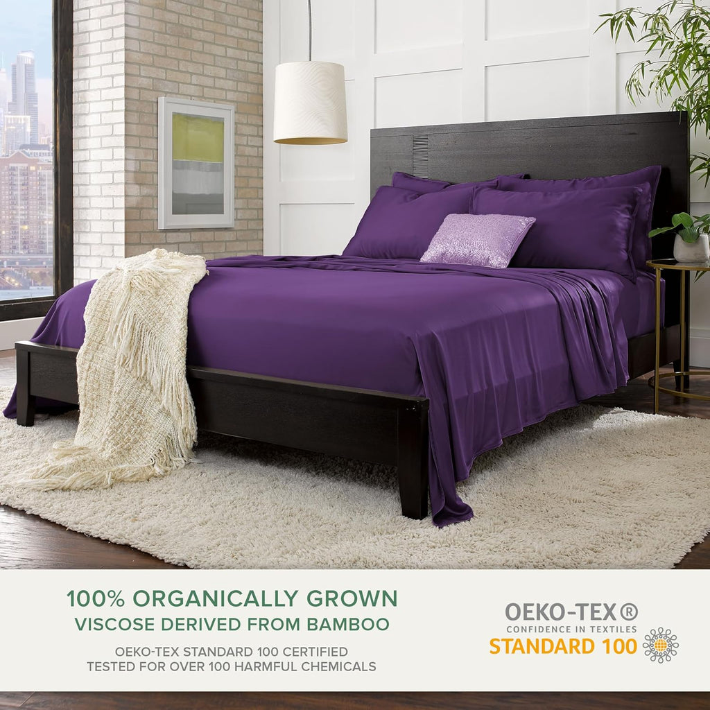 Queen Pillowcases by Pure Bamboo, Genuine 100% Organic Viscose Derived from Bamboo, Luxuriously Soft & Cooling, Double Stitching…