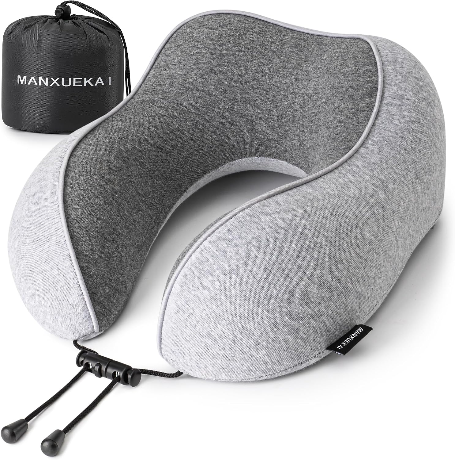 MANXUEKAI Travel Neck Pillow 100% Pure Memory Foam Travel Pillow for Sleeping on Airplane, Car, Train, Bus, Office and Home Use, Washable…