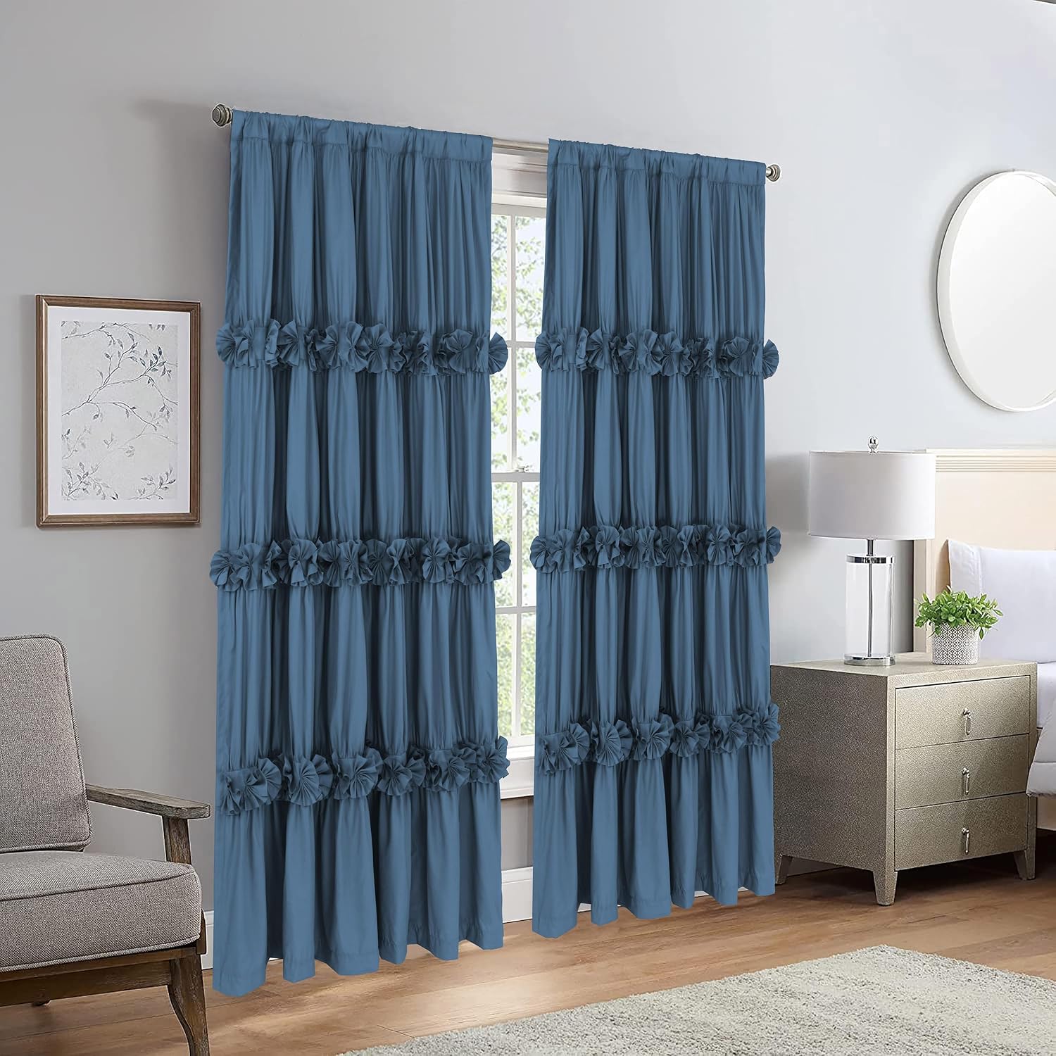 Homechoice Decor Thermal Insulated Blackout Window Curtains, 54" W x 84" L x 2 Panels, Boho Ruched Window Treatments with 3 Rows of…