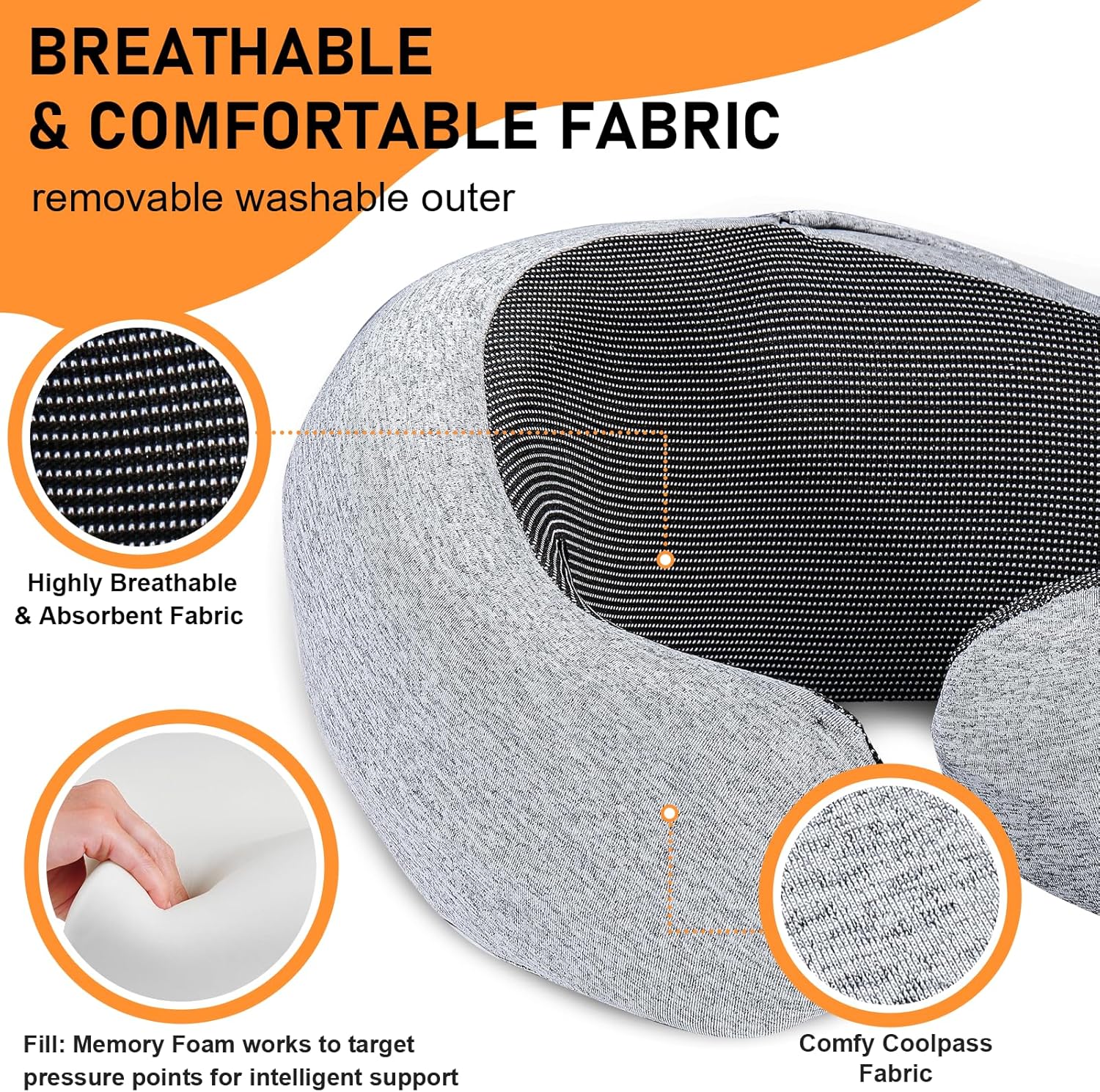 Vzpeun Travel Pillow - Hooded Neck Pillow Airplane Memory Foam Filling for Plane, Cars Sleeping, Road Trip, Long Flights, Airplane Travel E…