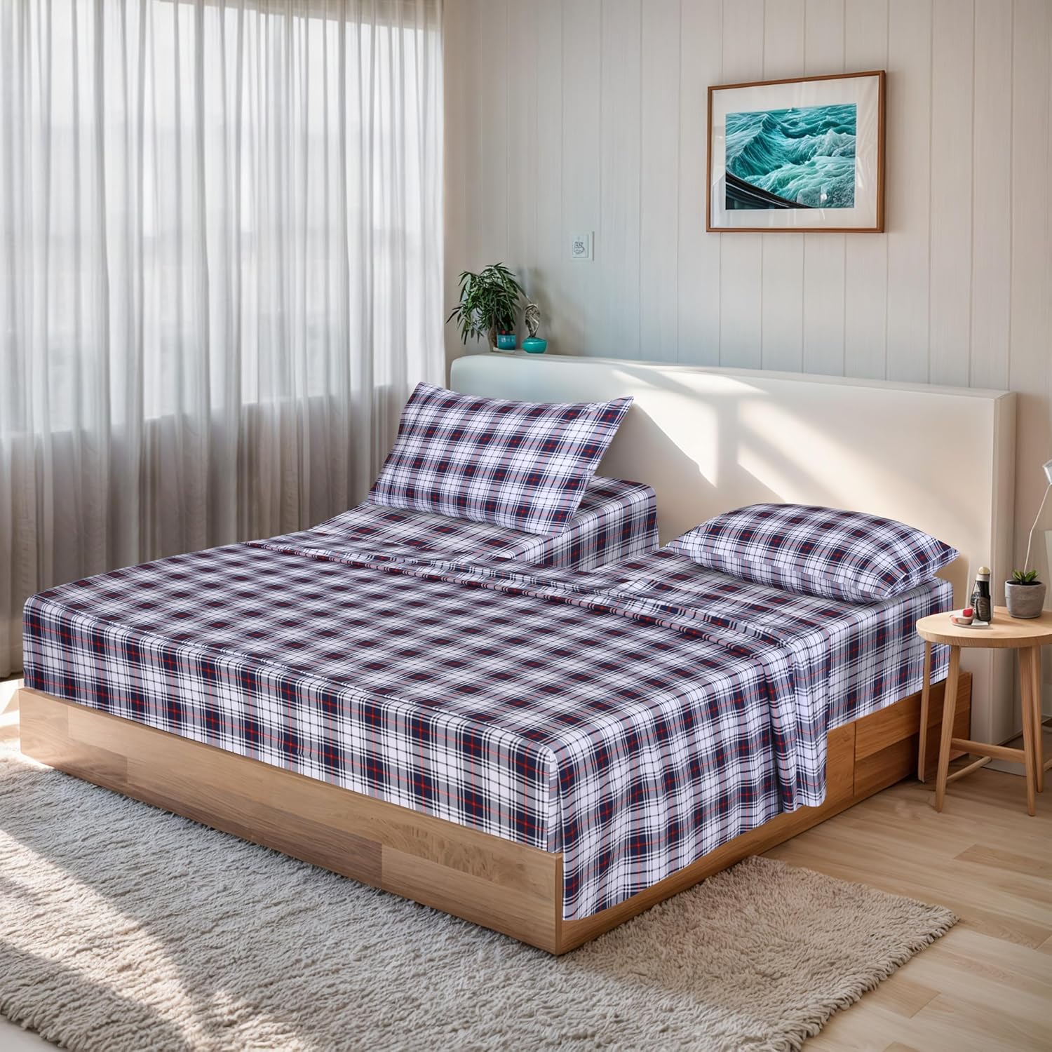 Ruvanti 100% Cotton Percale Sheets Split King Size – Crisp Cooling Bed Sheets for Hot Sleepers, Deep Pocket 16”, Soft Breathable & Durable…