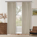 Twodrapes Neutral Oatmeal Pinch Pleated 100% Blackout Linen Curtains 80 Inch Length 2 Panels Set Pinch Pleat Curtains Black Out Light Block…