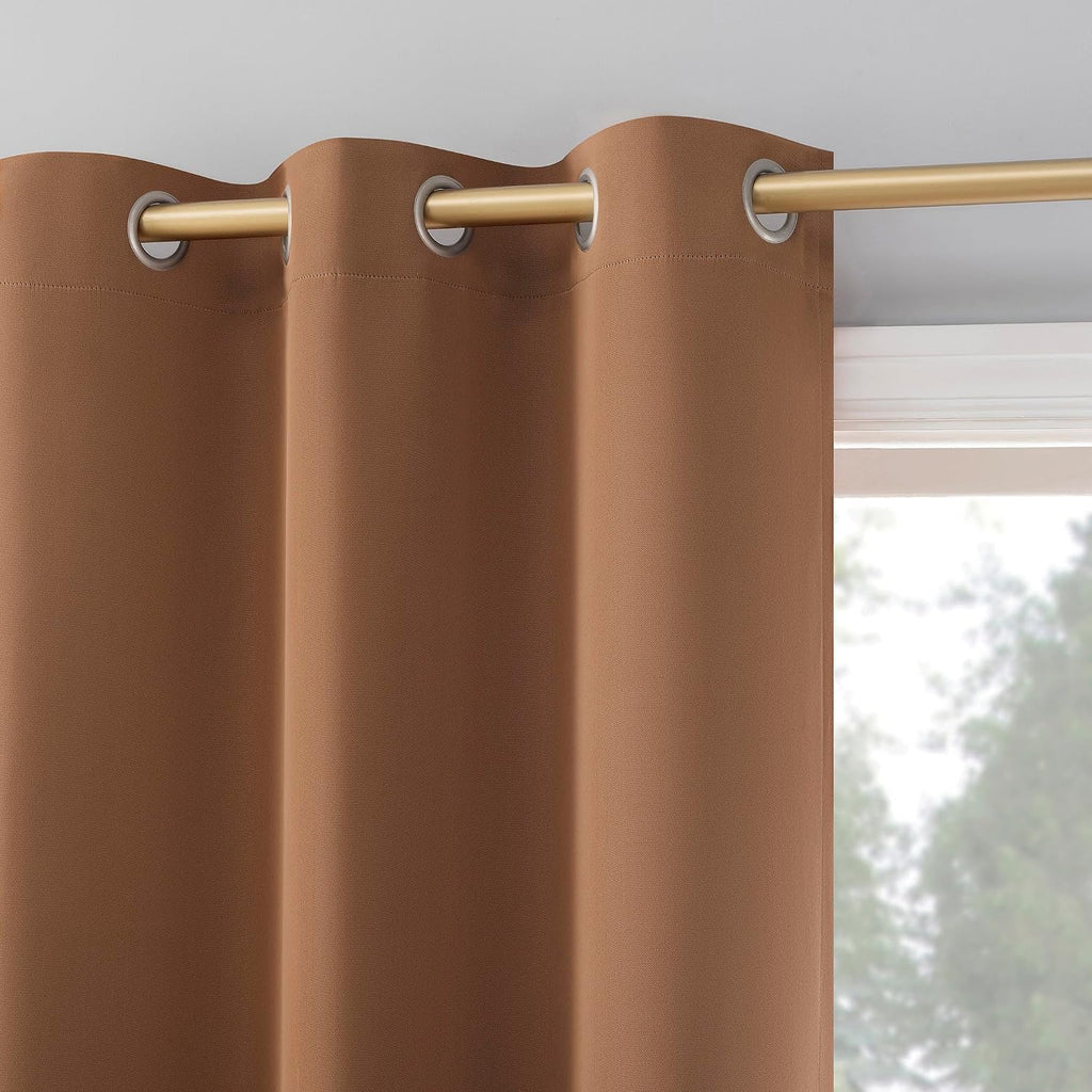 Sun Zero Easton Energy Saving Blackout Grommet Curtain Panel, Sunbaked Brown, 40" W x 84" L (1 Panel)