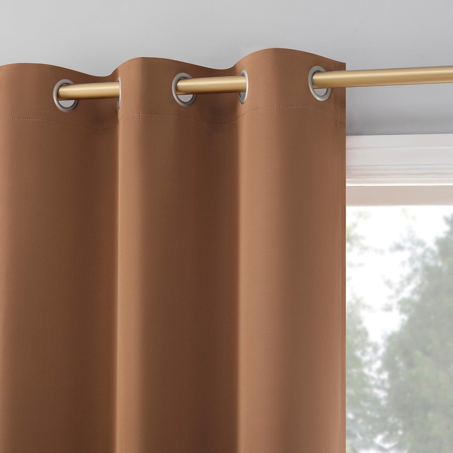Sun Zero Easton Energy Saving Blackout Grommet Curtain Panel, Sunbaked Brown, 40" W x 84" L (1 Panel)