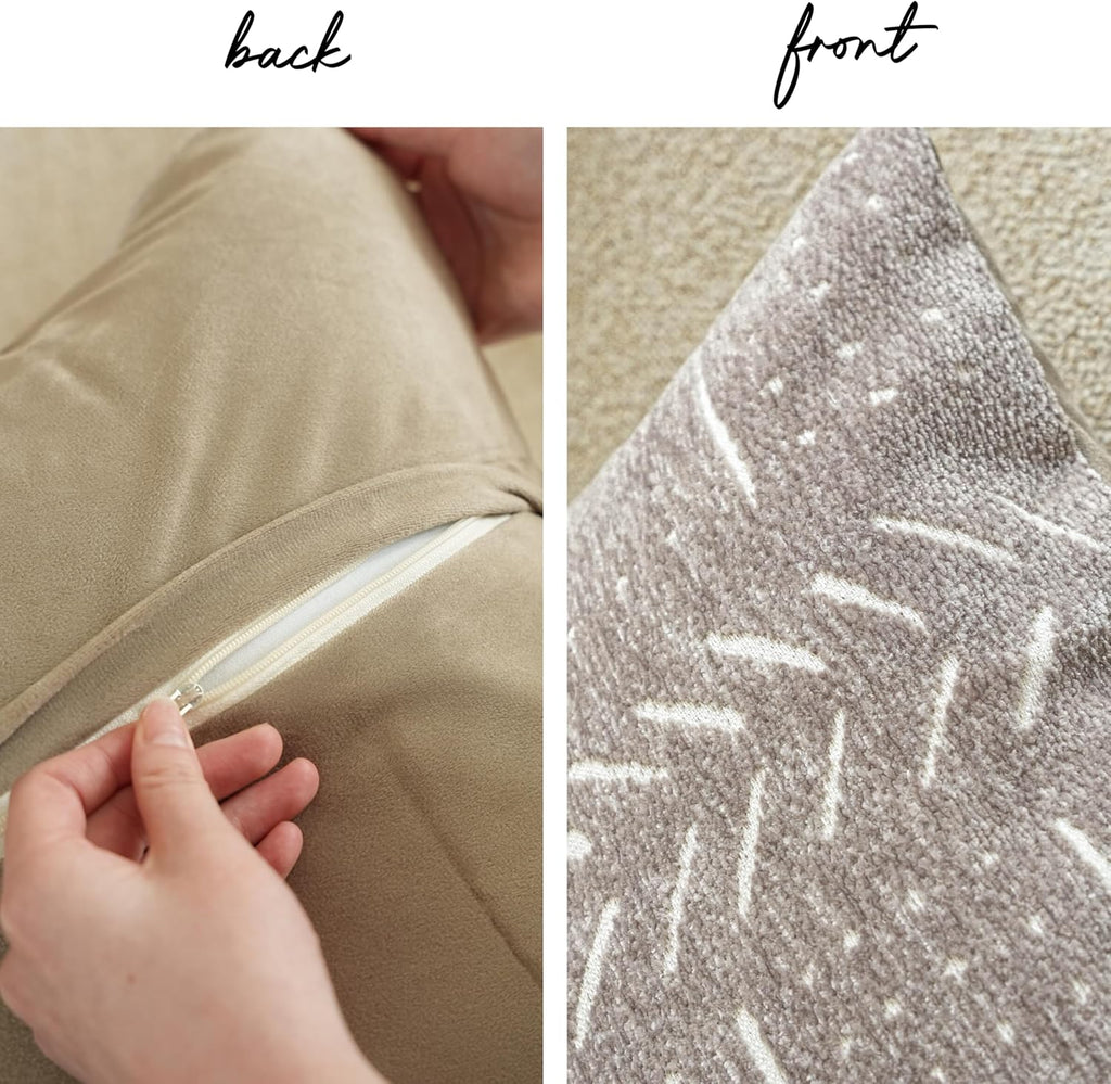 BlissBlush Decorative Long Lumbar Pillow Cover 14x36 for Bed, Taupe Soft Woven Chenille Accent Pillow Cover for Bedroom Couch Sofa…