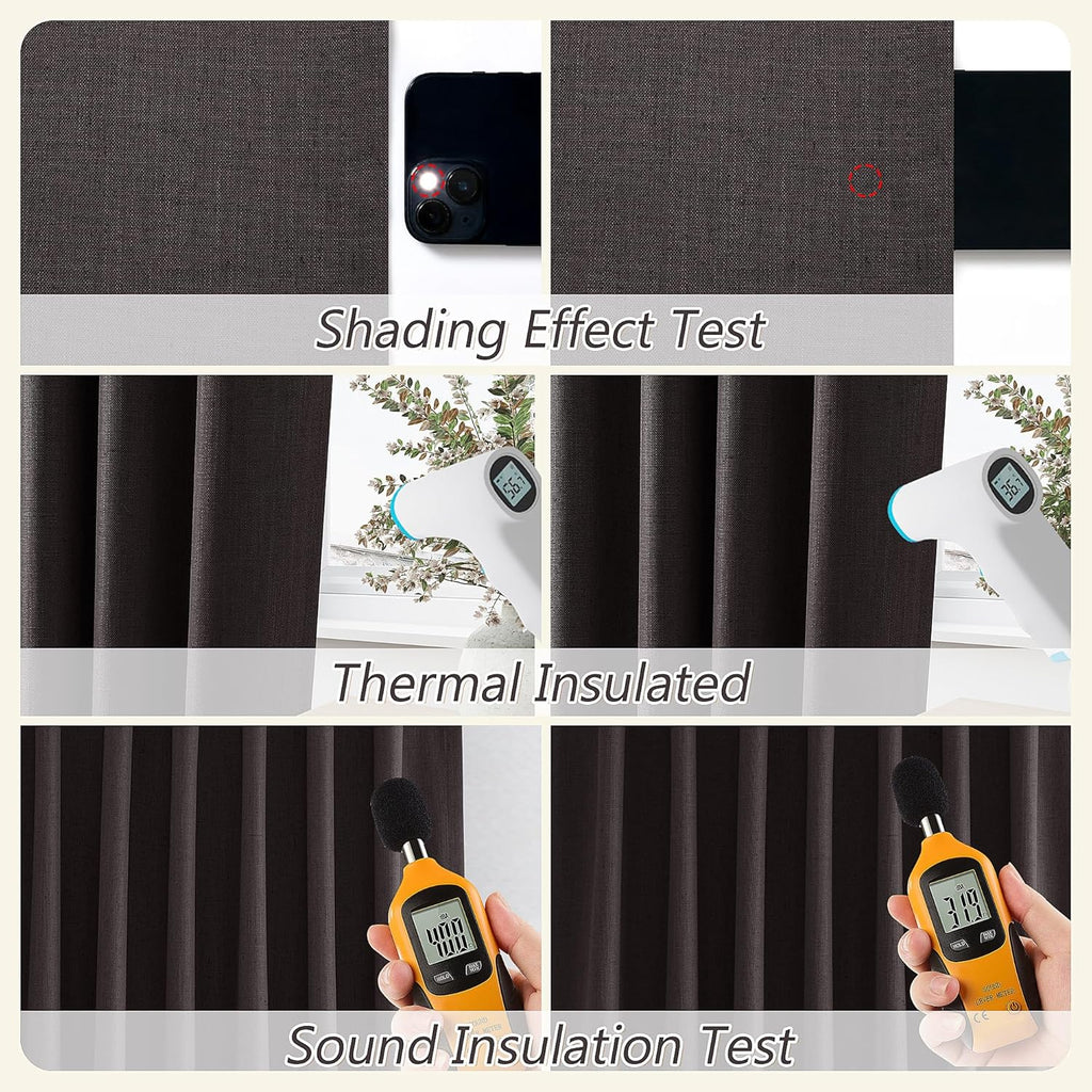 Guken 100% Blackout Curtains 108 Inch Length 2 Panels Set for Living Room Bedroom Back Tab Thermal Insulated Black Out Linen Drapes Room Da…