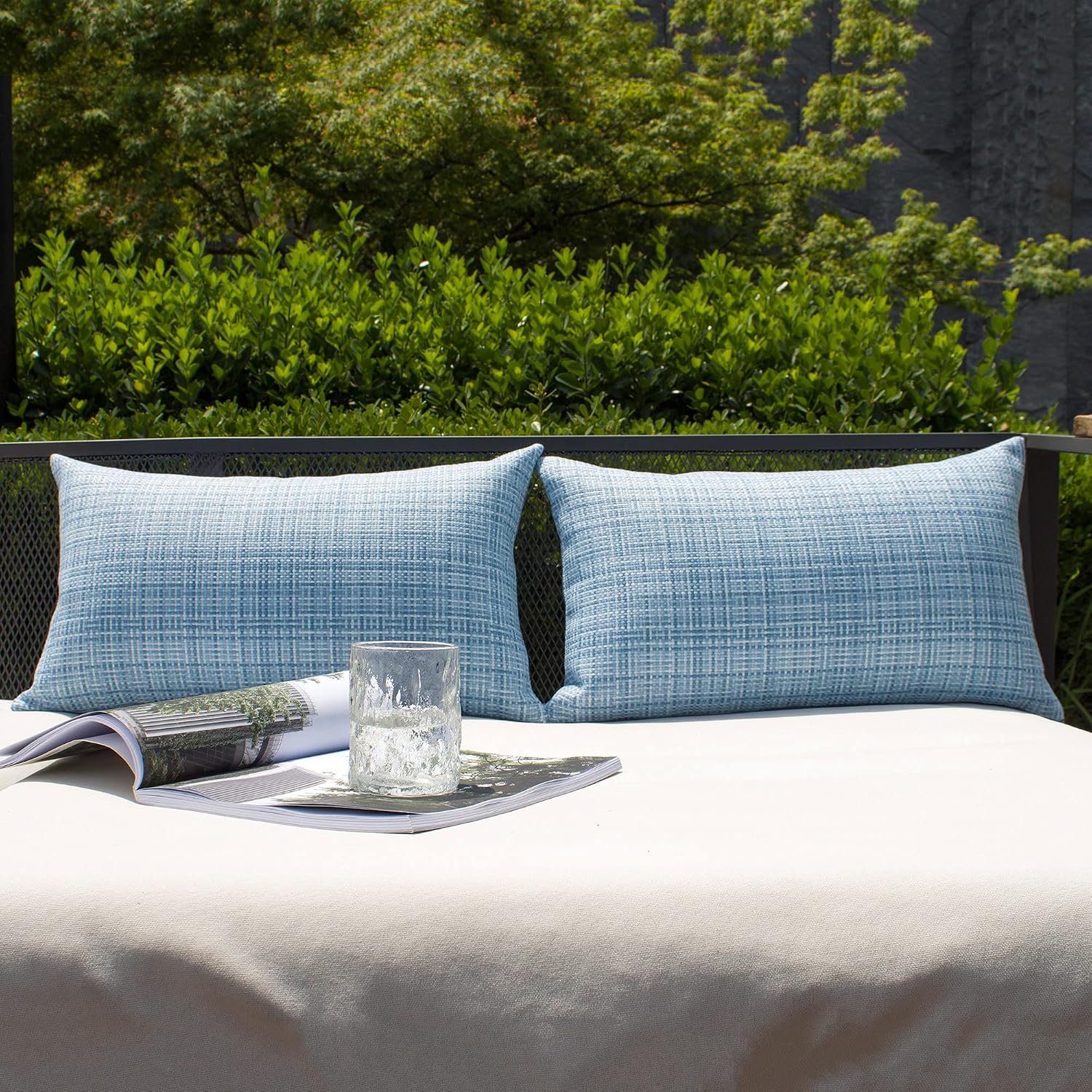 Kevin Textile Pack of 2 Decorative Outdoor Waterproof Pillow Covers Garden Cushion Sham Throw Pillowcase Shell for Patio Tent Couch 12x20…