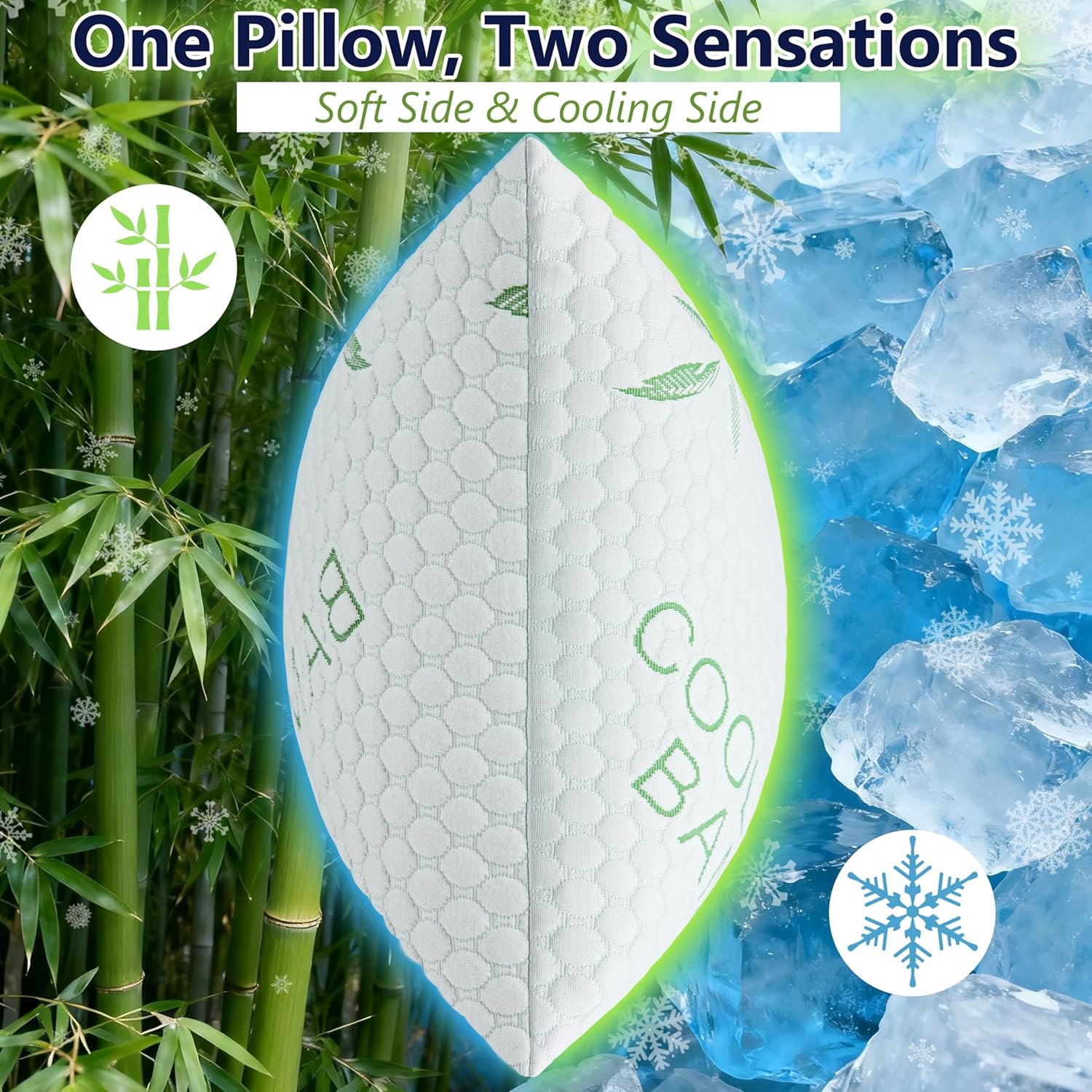 DGPEAR Shredded Memory Foam Pillow, Cooling Pillow Queen Size 1 Pack Adjustable Firm Bamboo Bed Pillow for Hot, Side, Back and Stoma…