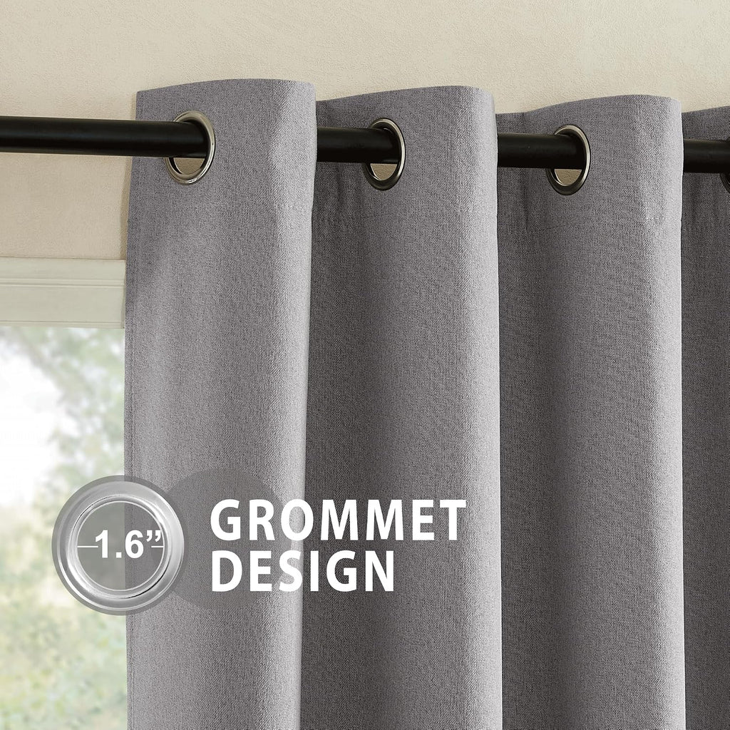 NICETOWN Grey Long Faux Linen Full Shade Panels, 52" Wide x 95" Long, Pair of Thermal Insulated & Energy Efficiency Blackout Curtains for…