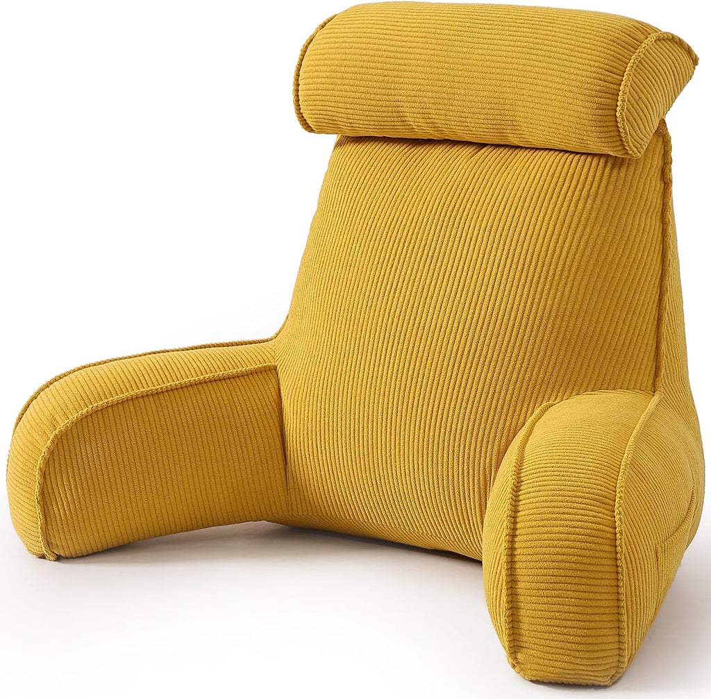 Ailuteie Reading Pillow for Sitting Up in Bed, Backrest Cushion with Arms, Corduroy Support Pillow with Side Pockets & Washable Cover, for…