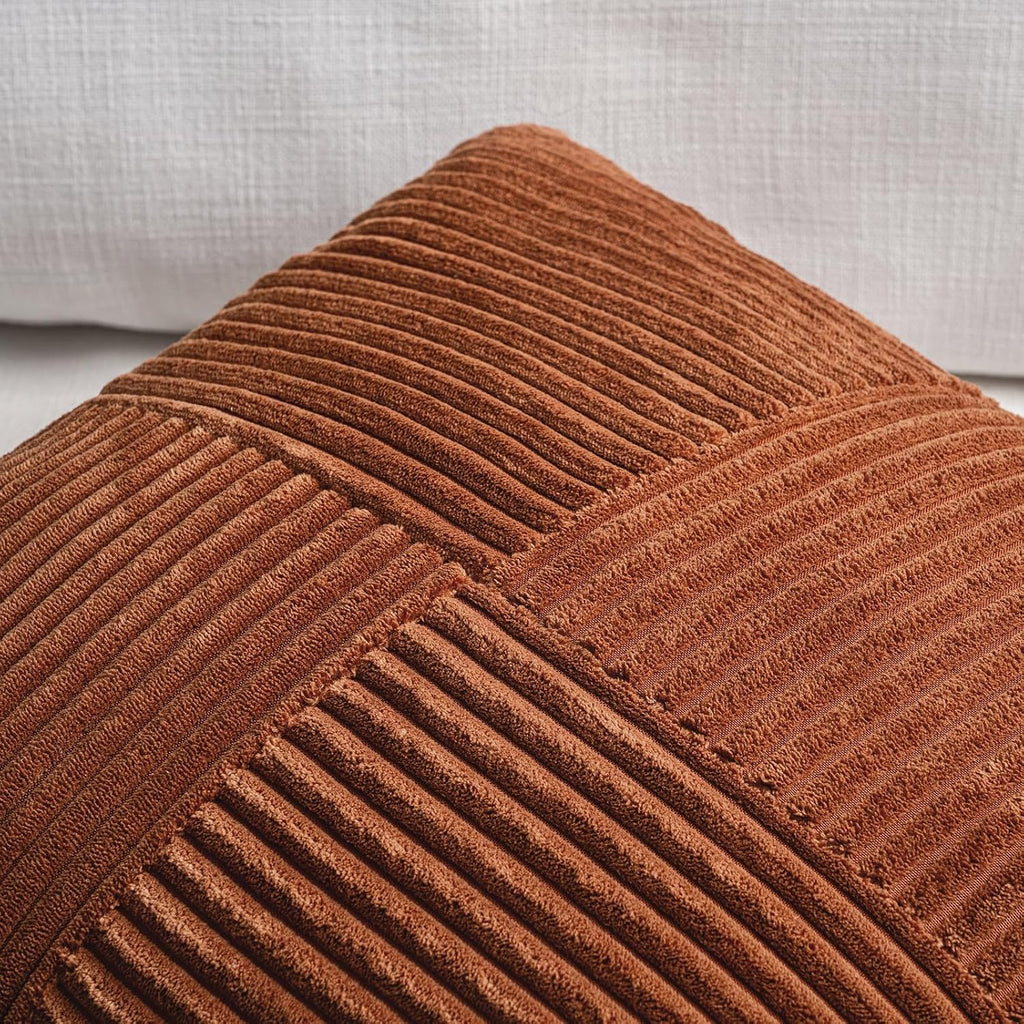 Fancy Homi 2 Packs Rust Samll Decorative Throw Pillow Covers 14x14 Inch with for Couch Bed, Rustic Farmhouse Boho Home Decor, Soft Corss…