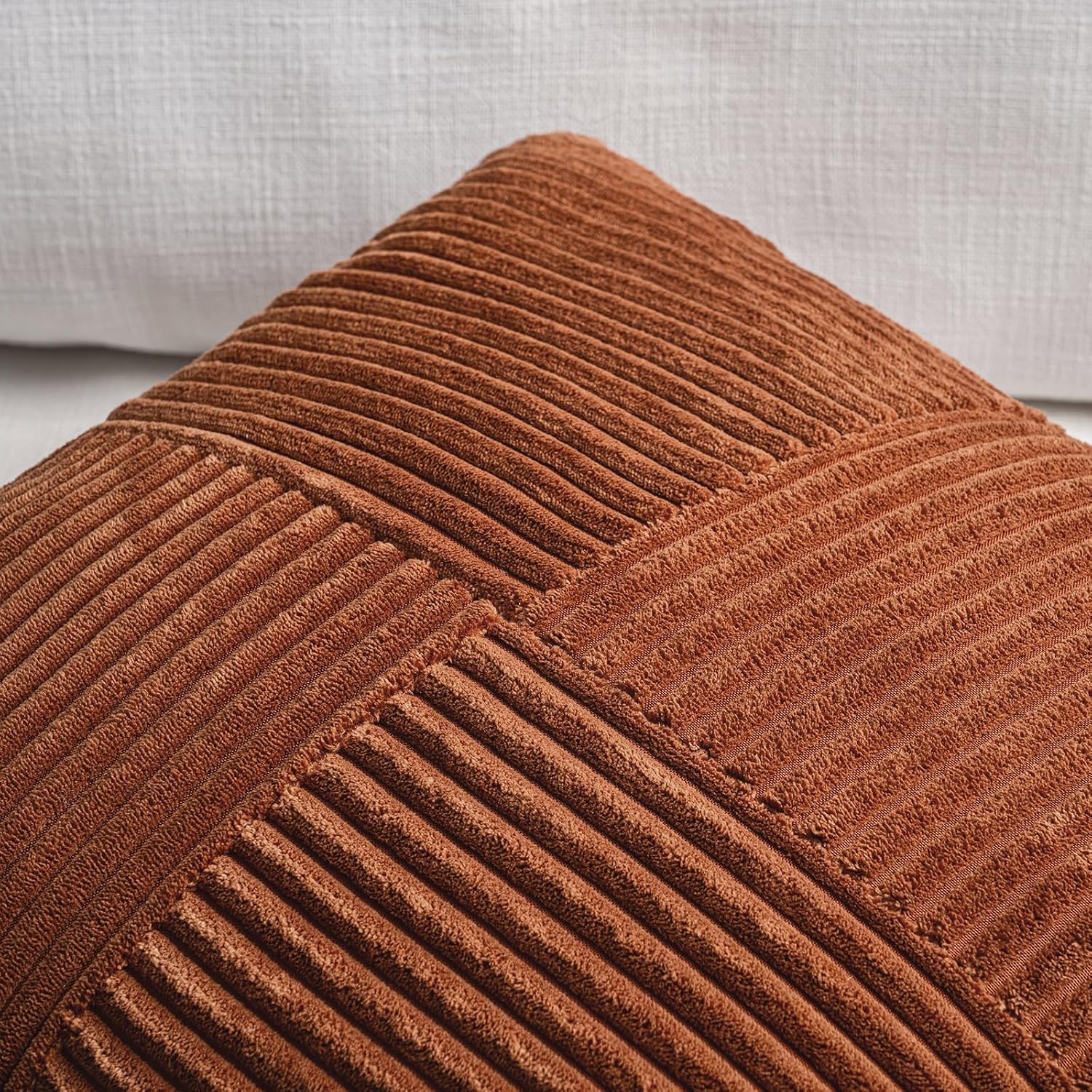 Fancy Homi 2 Packs Rust Samll Decorative Throw Pillow Covers 14x14 Inch with for Couch Bed, Rustic Farmhouse Boho Home Decor, Soft Corss…