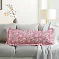 Cottonprintclub CPC Hand Block Print Pink Coral Ruffle Sham Pillow Cover 36" x 14" inch Hidden Zipper Decorative Pillowcase for Couch, Bed,…