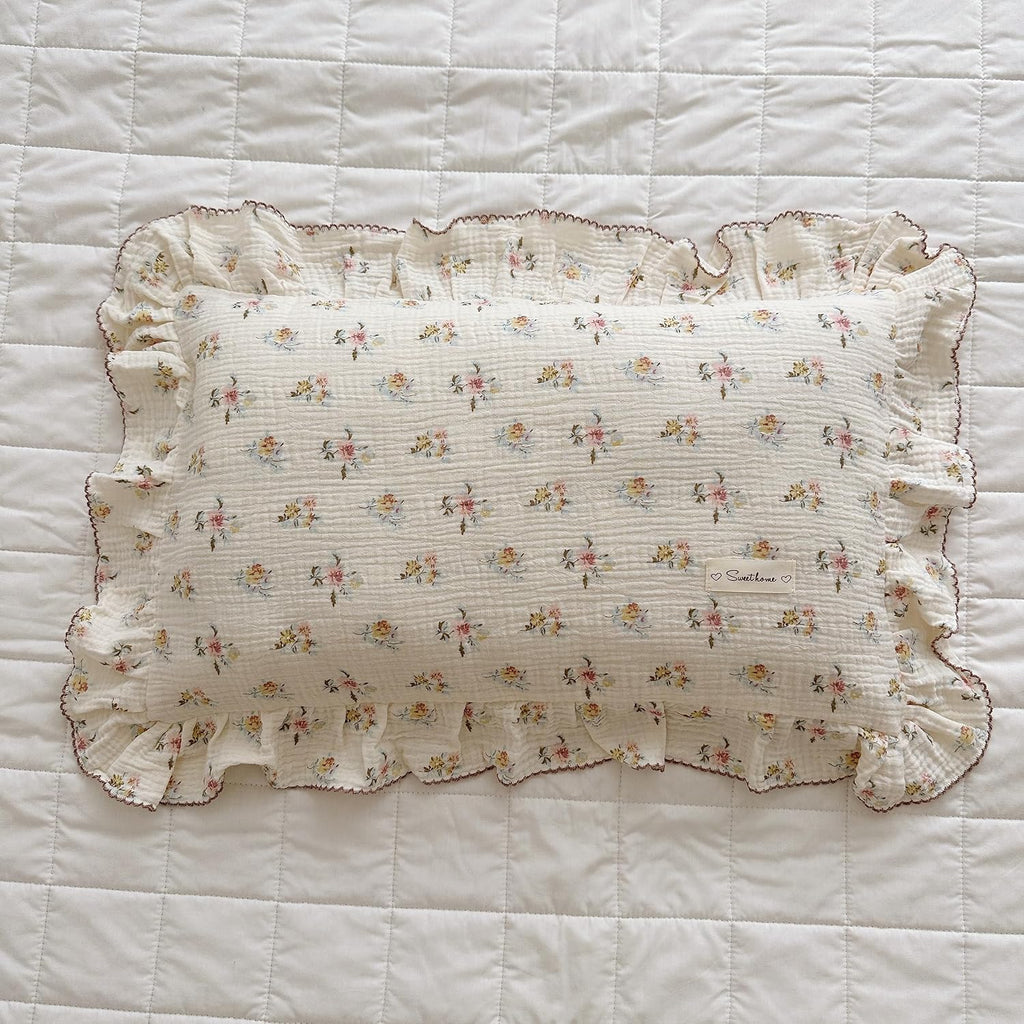 BuLuTu Cotton Muslin Kids Toddler Pillowcase with Cute Azalea Flowers Pattern Super Soft Crib Nursery Pillowcase for Boys, Girls, Bedding…
