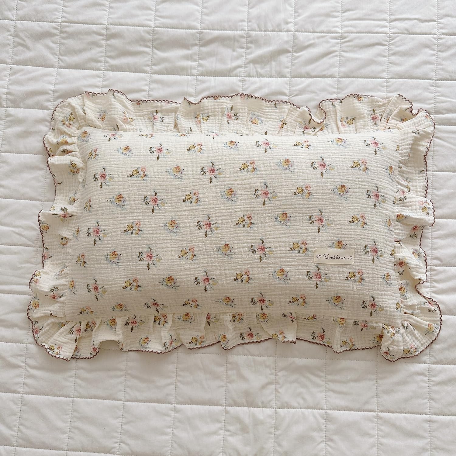 BuLuTu Cotton Muslin Kids Toddler Pillowcase with Cute Azalea Flowers Pattern Super Soft Crib Nursery Pillowcase for Boys, Girls, Bedding…