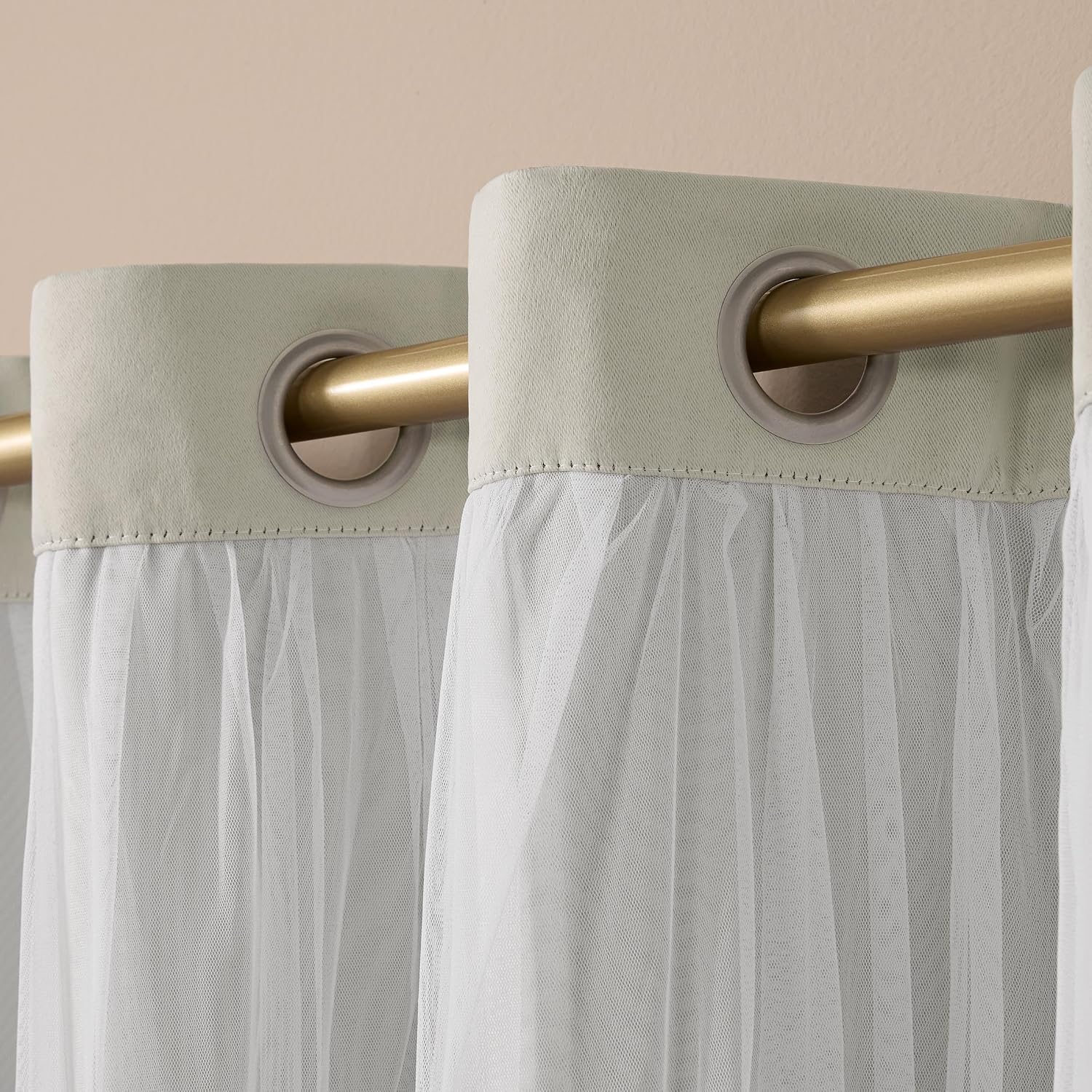 TOWN & COUNTRY LUXE Talia Double Layer Indoor Curtains, Sheer and Room Darkening Blackout, Grommet Top, Energy Efficient, 2-Pack Set…