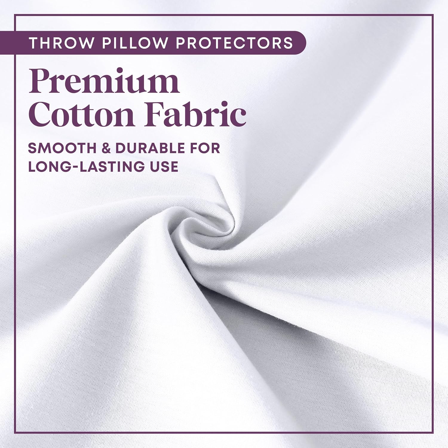 CIRCLESHOME Throw Pillow Protectors - 100% Cotton Breathable Pillowcases - 24 X 24 Square Pillowcases - Protects Pillows from Dirt, Dust…