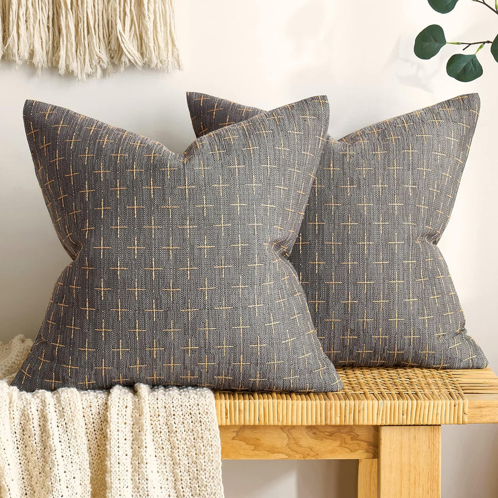 MIULEE Pack of 2 Decorative Burlap Linen Throw Pillow Covers Modern Farmhouse Pillowcase Rustic Woven Textured Cushion Cover for Sofa…