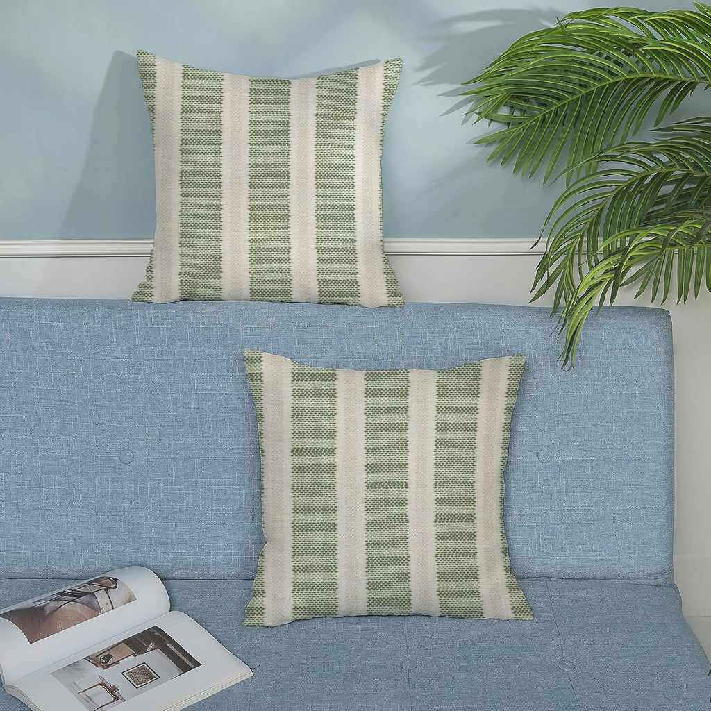 Sage Green Polka Dot Pillow Covers 18 x 18 Set of 2 Boho Striped Decorative Throw Pillow Covers Modern Abstract Geometry Decor Green…