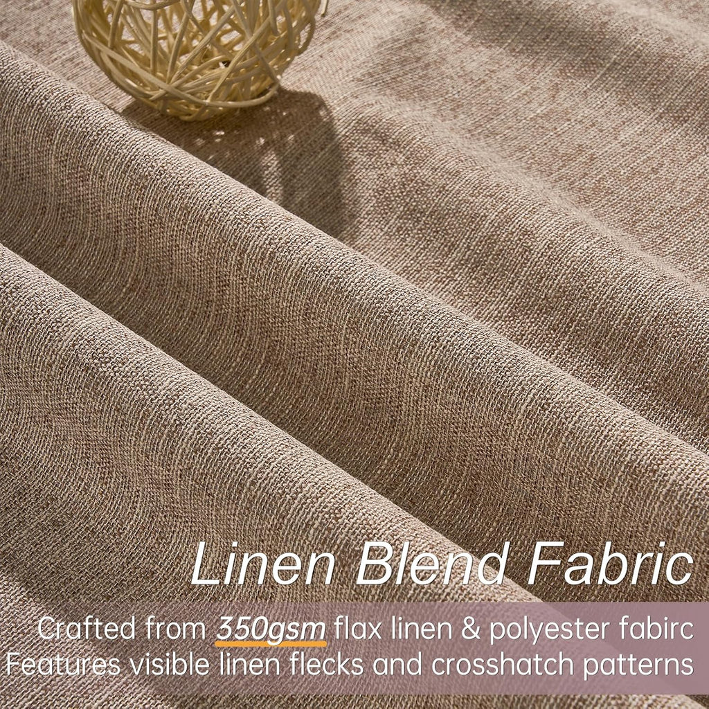 Topfinel Greige 90 Inches Long Blackout Natural Linen Curtains for Bedroom, Chocolate Brown Pinch Pleat Sound Blocking Curtains, Neutral Fa…