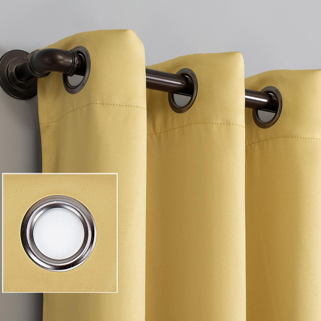 Sun Zero Nordic 2-pack Theater Grade Extreme 100% Blackout Grommet Curtain Panel Pair, 52" x 63", Flax