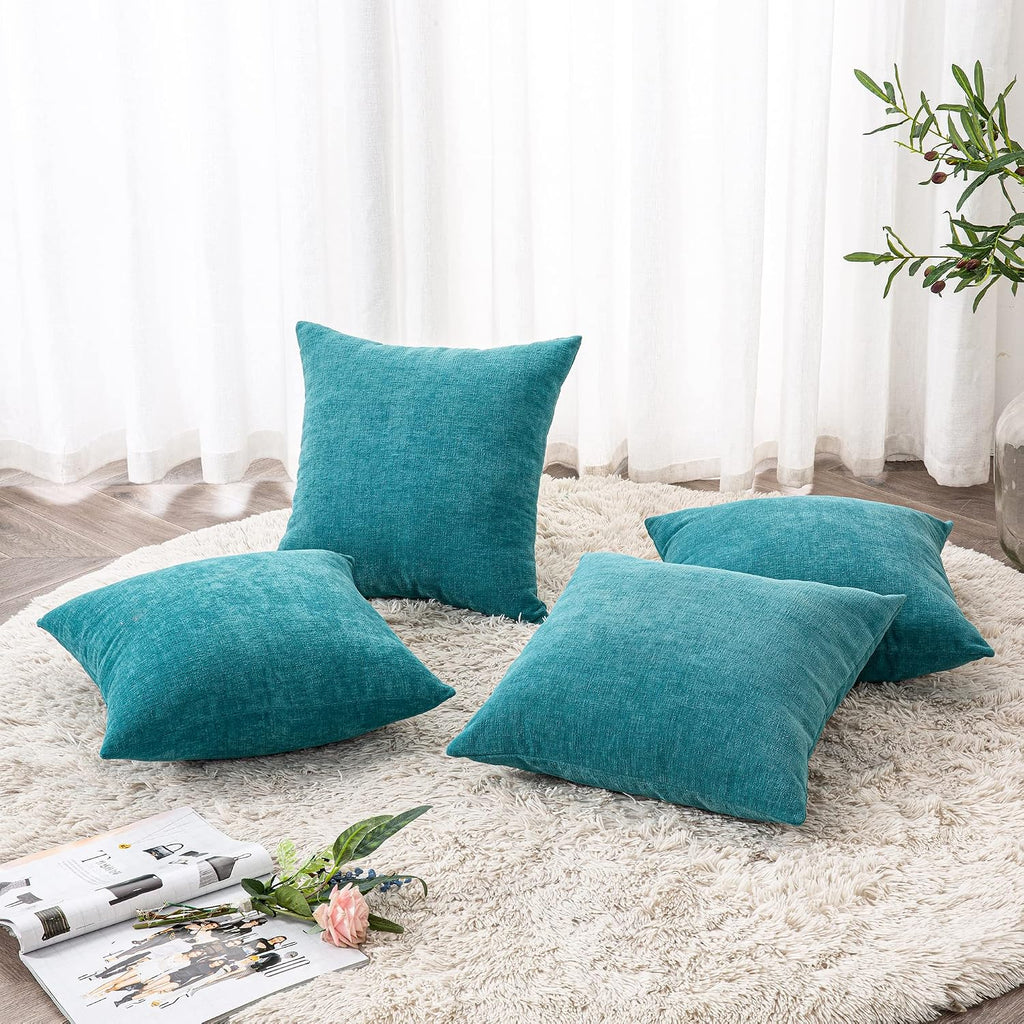 Gawamay Decorative Square Throw Pillow Covers 18x18 Inch Set of 4, Super Soft Chenille Pillows Cover Fall Pillowcase for Living Room Bedroo…