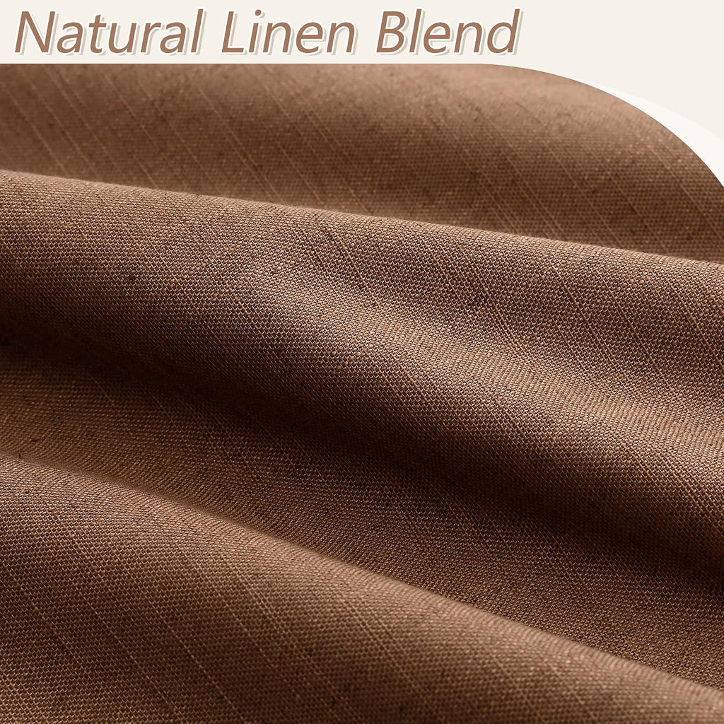 Guken Caramel Brown 100% Blackout Linen Curtains 120 Inch Length 2 Panels Set for Living Room Bedroom Back Tab/Rod Pocket Thermal Insulated…