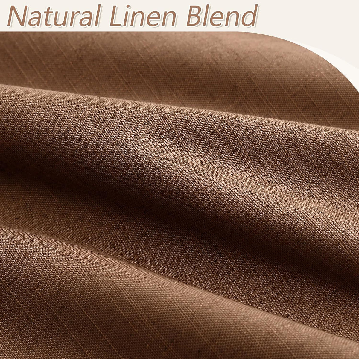 Guken Caramel Brown 100% Blackout Linen Curtains 102 Inch Length 2 Panels Set for Living Room Bedroom Back Tab/Rod Pocket Thermal Insulated…
