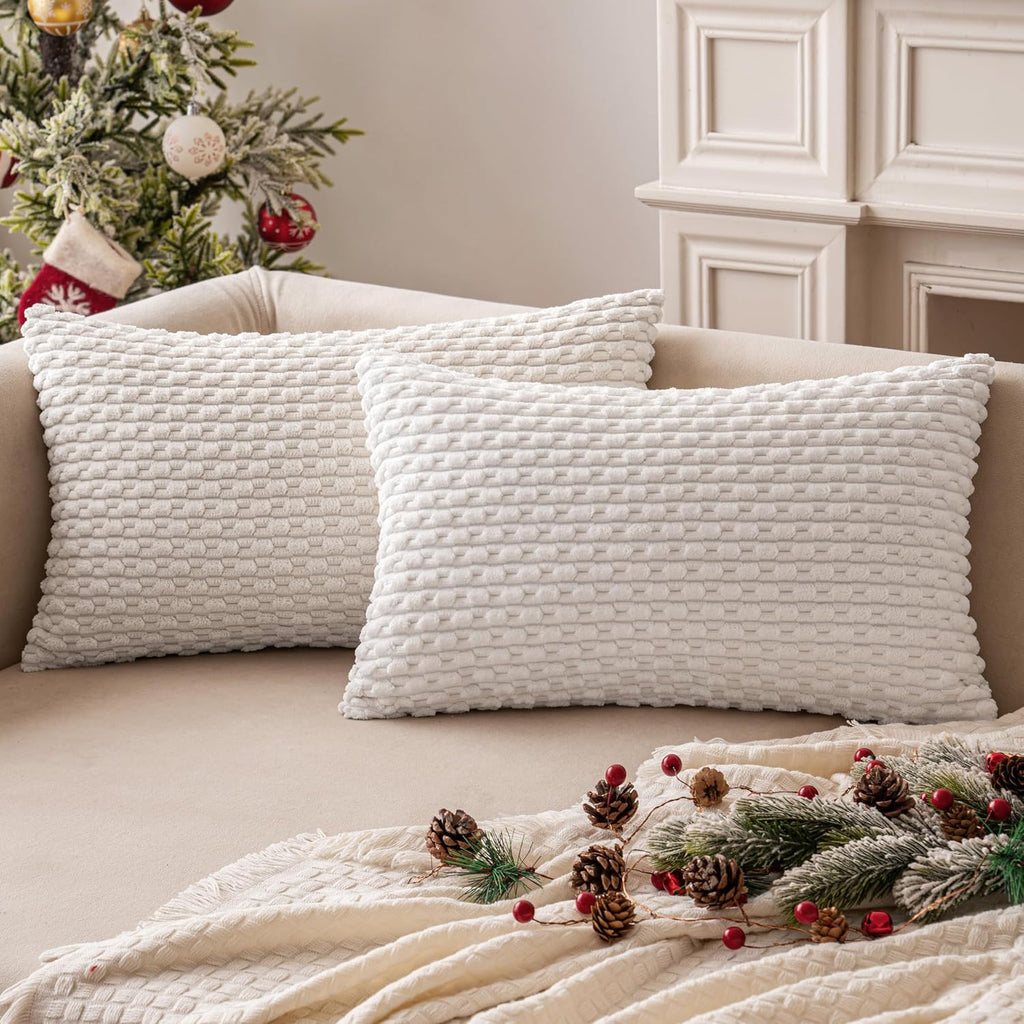 Miulee Christmas Throw Pillow Covers Soft Corduroy Decorative Set of 2 Boho Striped Pillow Covers Pillowcases Farmhouse Home Decor for Couc…