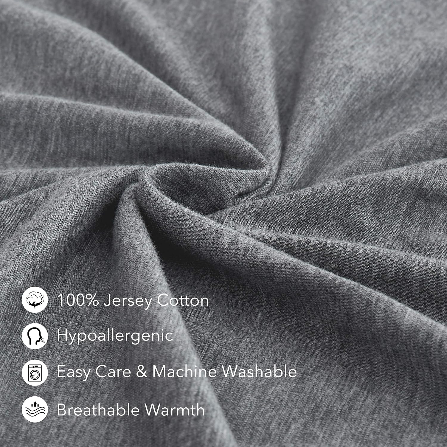 Oubonun 100% Jersey Cotton Body Pillow Cover with Zipper - Luxury Soft Removable Pillow Case - Long Fuzzy - Knitted (Grey, 21"X54") Cotton…