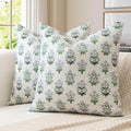OTOSTAR Floral Print Pillow Covers 16x16 Inch Pack of 2 Double-Sided Blue Green Flower Square Throw Pillow Covers Farmhouse Rustic…
