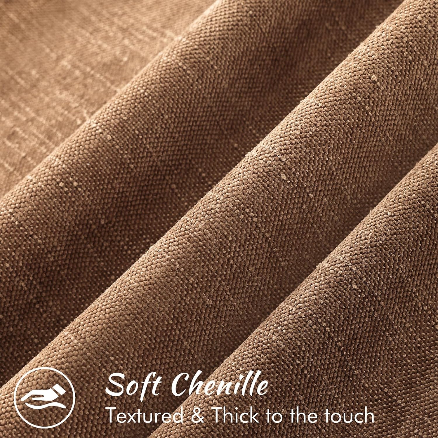 decorUhome Chenille Throw Pillow Covers 24x24 Set of 2, Square Decorative Pillow Covers with Zipper for Couch, Sofa, Living Room, Bronze
