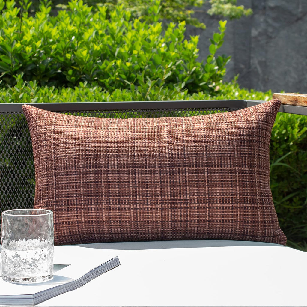 Kevin Textile Pack of 2 Decorative Outdoor Waterproof Throw Pillow Covers Lumbar Pillowcases Modern Cushion Cases for Patio Couch Bench…