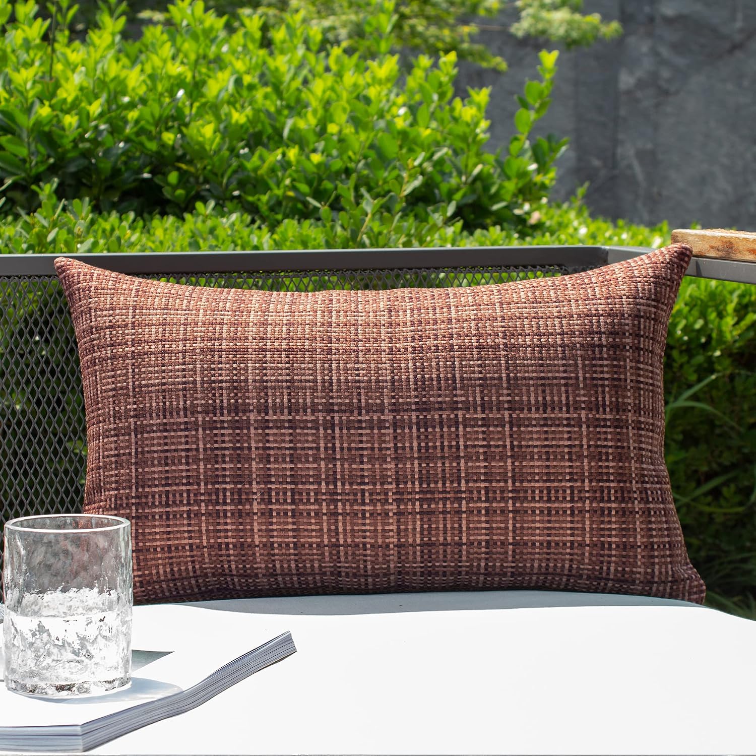 Kevin Textile Pack of 2 Decorative Outdoor Waterproof Throw Pillow Covers Lumbar Pillowcases Modern Cushion Cases for Patio Couch Bench…