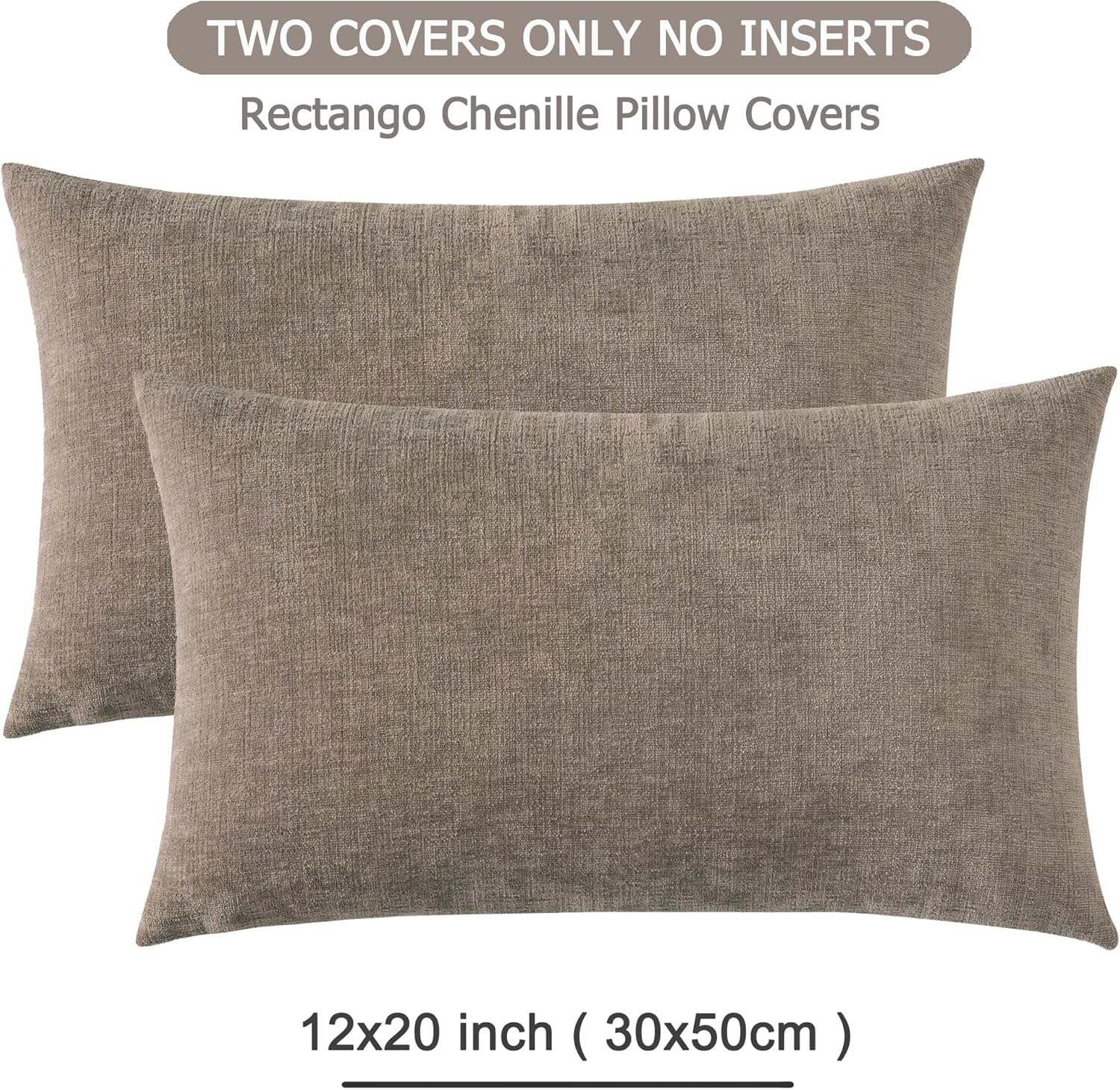 Gawamay Lumbar Pillow Decorative Rectangle Throw Pillow Covers 12"x20" Inch Set of 2, Super Soft Chenille Pillowcase for Living Room Bedroo…