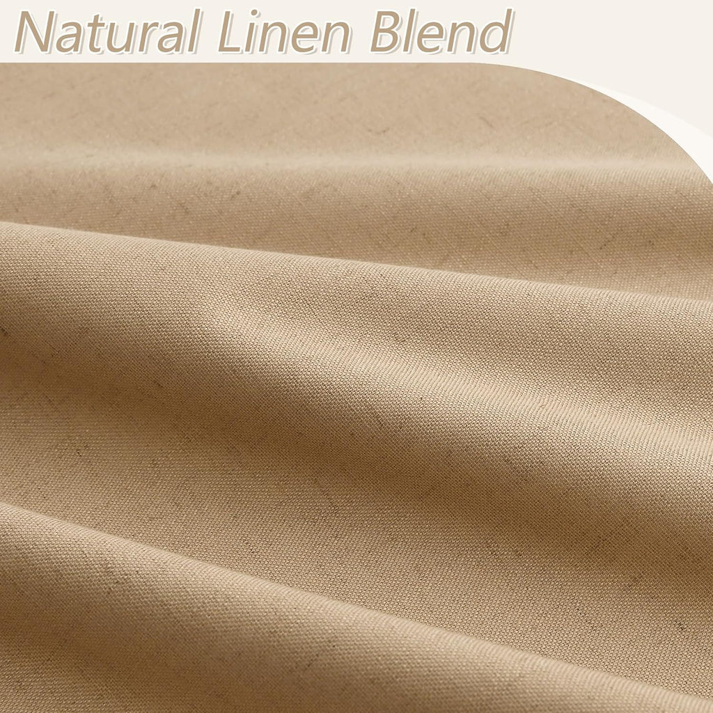 Guken Camel Brown 100% Blackout Linen Curtains 90 Inch Length 2 Panels Set for Living Room Bedroom Back Tab/Rod Pocket Thermal Insulated Bl…