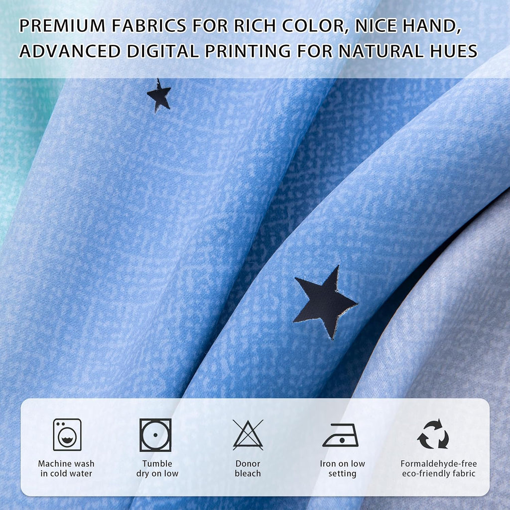Addsomecolortolife XiDi Dream Star Blackout Curtains for Kids Rooms Girl Princess Curtain for Daughter Bedroom Window (Blue Green Grey, W52…