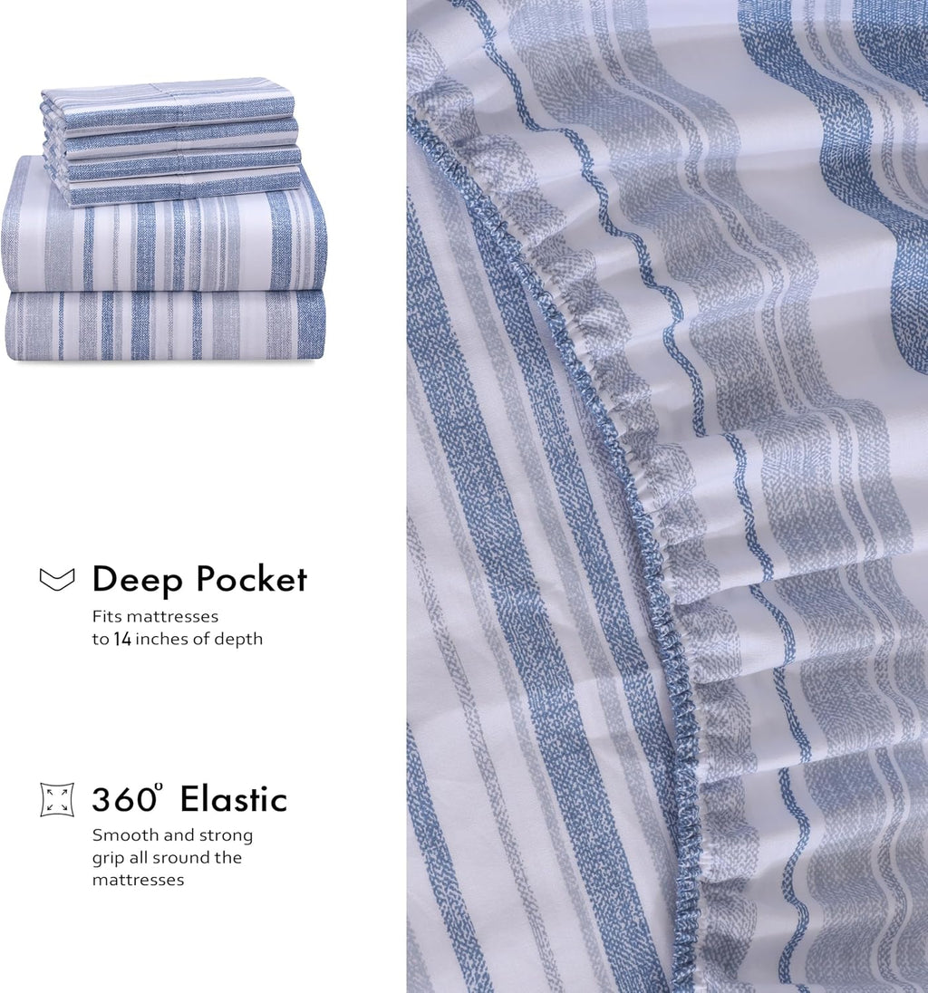 Ruvanti 100% Cotton Percale Sheets California King Size 6 Piece Set, Cooling Bed Sheets for Hot Sleepers, Deep Pocket 14”, Breathable Light…
