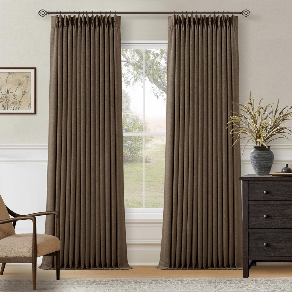 Dutch Cocoa Blackout Pinch Pleat Curtains 2 Panels Set for Living Room Bedroom Farmhouse Farmhouse Pinch Pleated Back Tab Thermal…