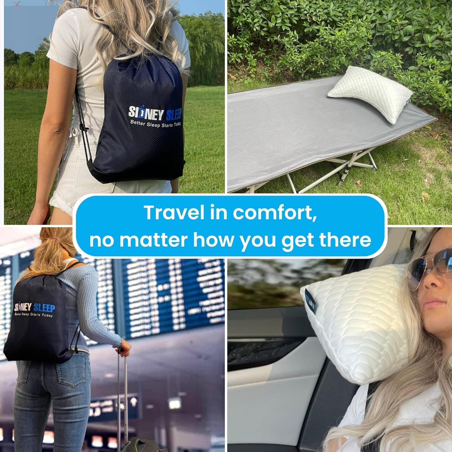 Sidney Sleep Mini Travel Size Neck Pillow - Knee, Back Lumbar and Support - Small Curved Pillow - 14 x 19 Inches - Adjustable Loft…