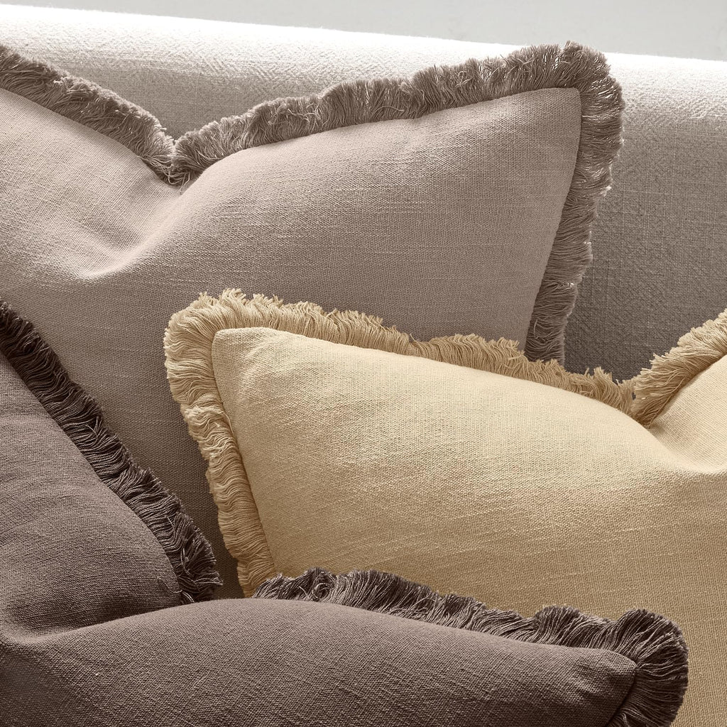 Anroduo Set of 2 Decorative Throw Pillow Covers 26×26 Inch Soft Linen Fringe Farmhouse Boho Vintage Cushion Covers with Tassels Accent Pill…